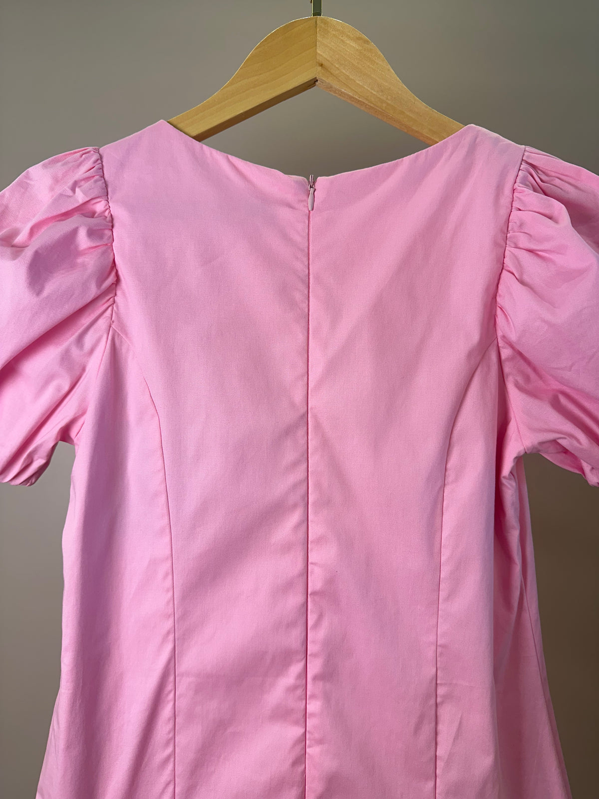 Vestido Teen Tricoline Rosa Com Mangas Bufantes - Authoria