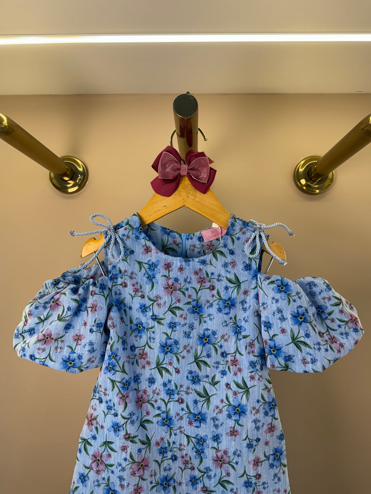 Vestido Infantil Estampa Floral Com Manga Balonê - Luluzinha