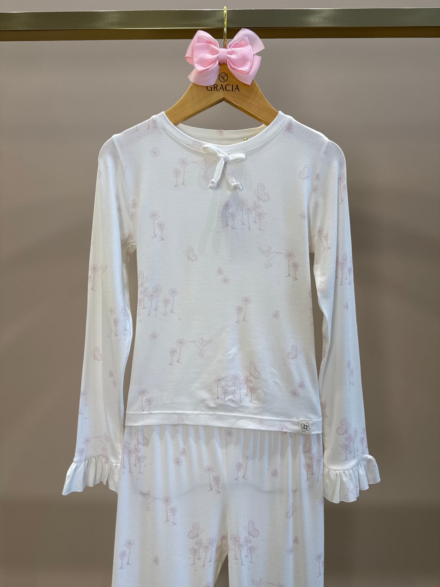 Pijama Infantil Comfy Blusa ML e Calça Butterfly Off White - Conforteca