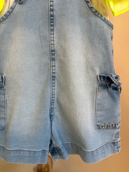 Jardineira Infantil Jeans Claro com Blusa Mangas Frutas - Animê