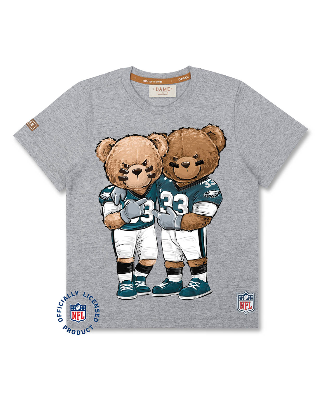 Conjunto Infantil Camiseta Algodão Teddy Philadelphia NFL e Bermuda Moletom Básica Cinza - Dame