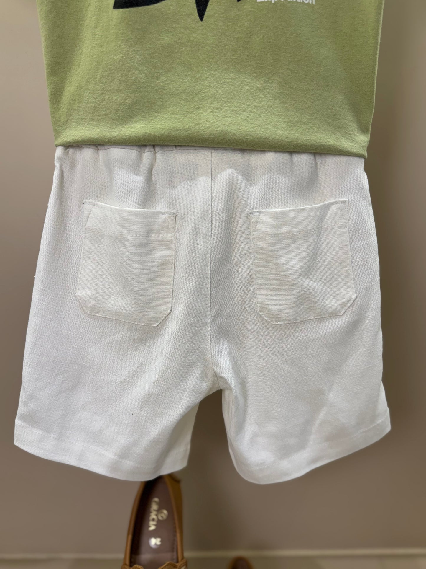 Bermuda Infantil Linho Cordão Branco - Dudes