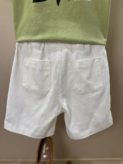 Bermuda Infantil Linho Cordão Branco - Dudes