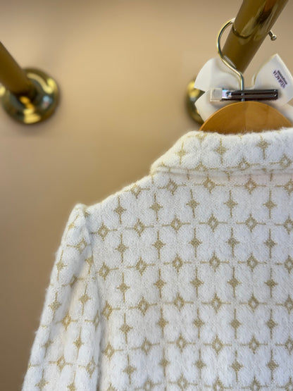 Vestido Infantil Tricot Off White Botões Frontais - Luluzinha