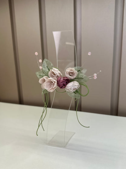 Laço Infantil Festa Tecido Bordado Champagne - Mio Bebê