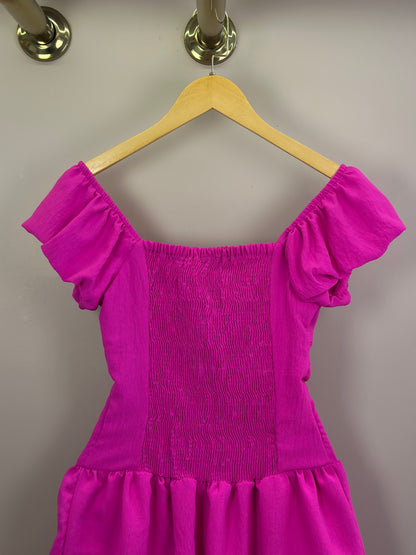 Vestido Teen Crepe Babados Pink - Two In