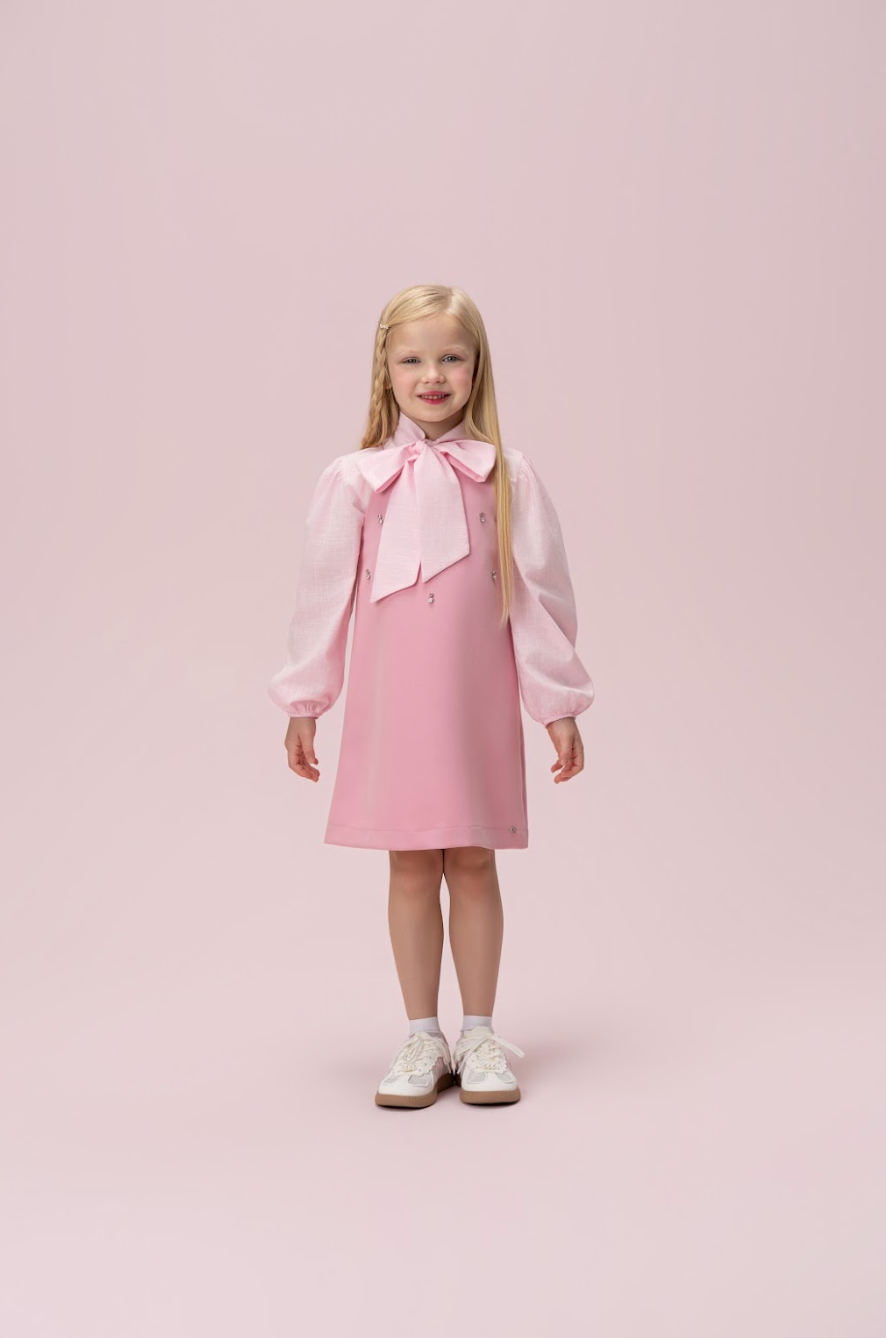Vestido Infantil Trapézio Alfaiataria com Strass Rosé - Petit Cherie