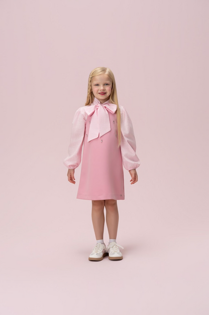 Vestido Infantil Trapézio Alfaiataria com Strass Rosé - Petit Cherie