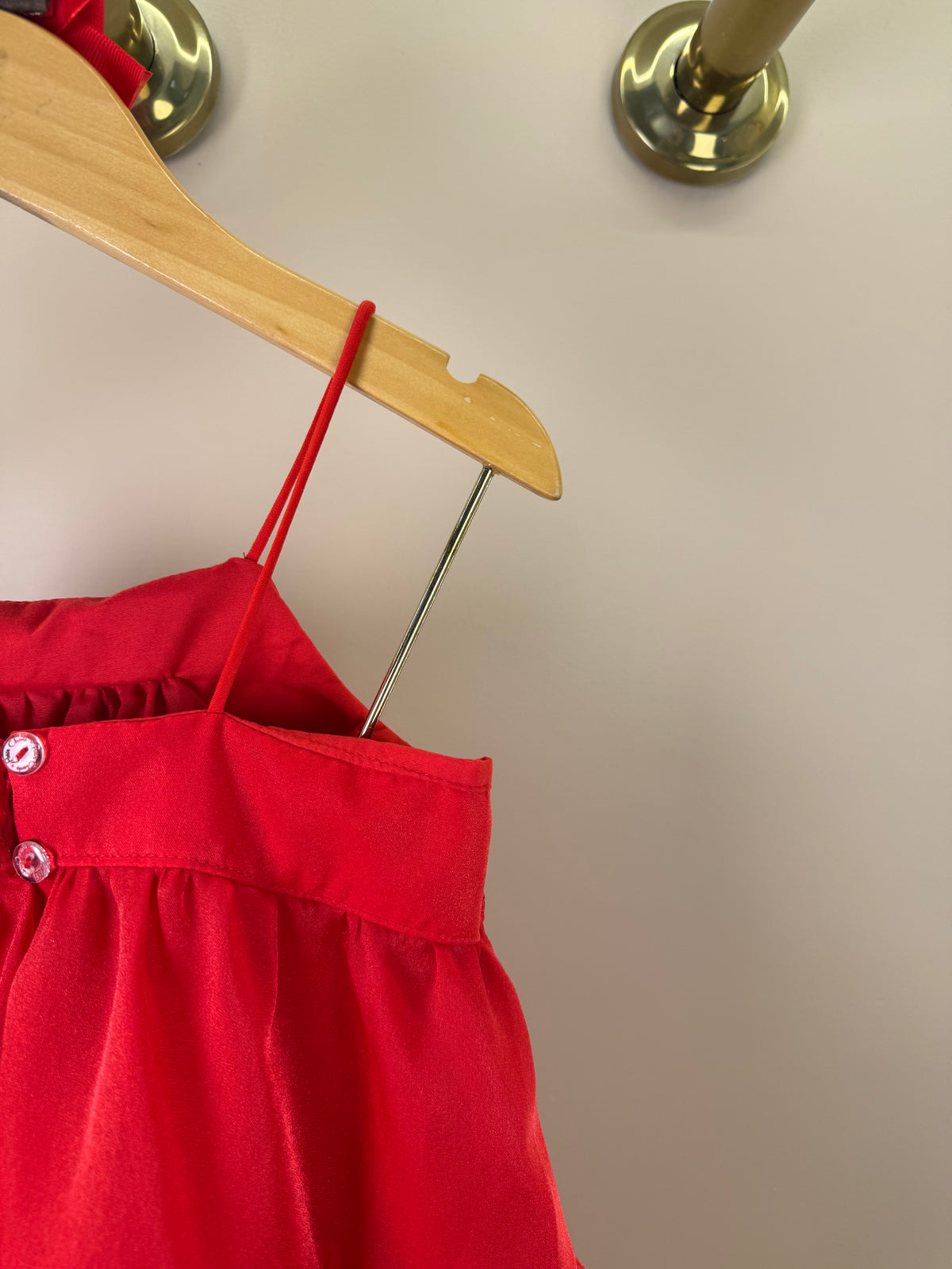 Vestido Infantil Bordado Alça Fina Vermelho - Petit Cherie