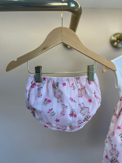 Vestido Bebê Algodão Listrado e Saia com Calcinha Flores & Ursinhas - Pituchinhus