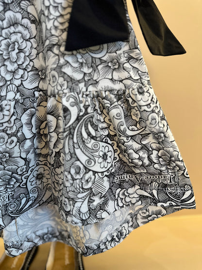 Vestido Infantil Floral Paisley Laços Preto - Animê