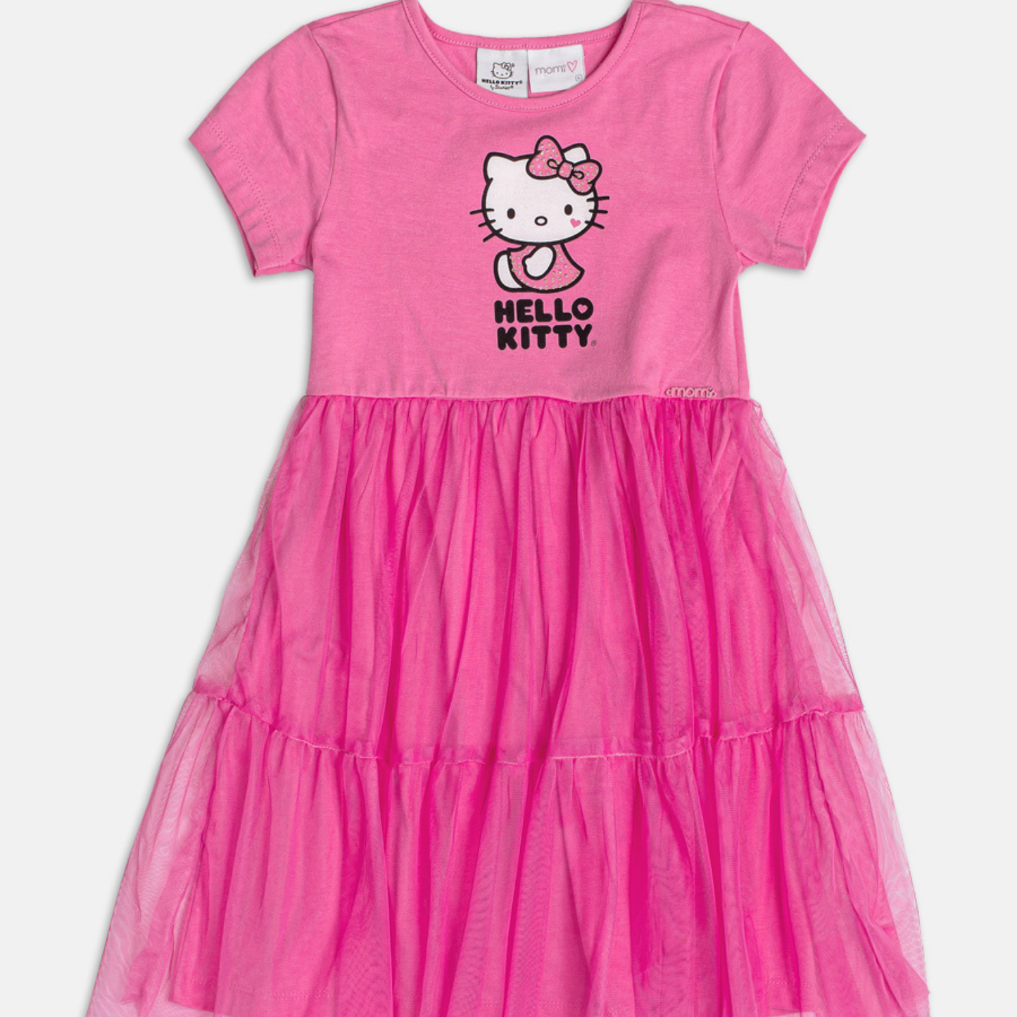 Vestido Infantil Hello Kitty Tule Rosa Cherry - Momi