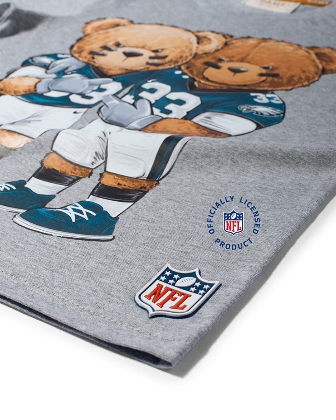 Conjunto Infantil Camiseta Algodão Teddy Philadelphia NFL Cinza e Bermuda Suedine Algodão Bolsos Grafite - Dame