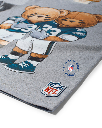 Conjunto Infantil Camiseta Algodão Teddy Philadelphia NFL Cinza e Bermuda Suedine Algodão Bolsos Grafite - Dame
