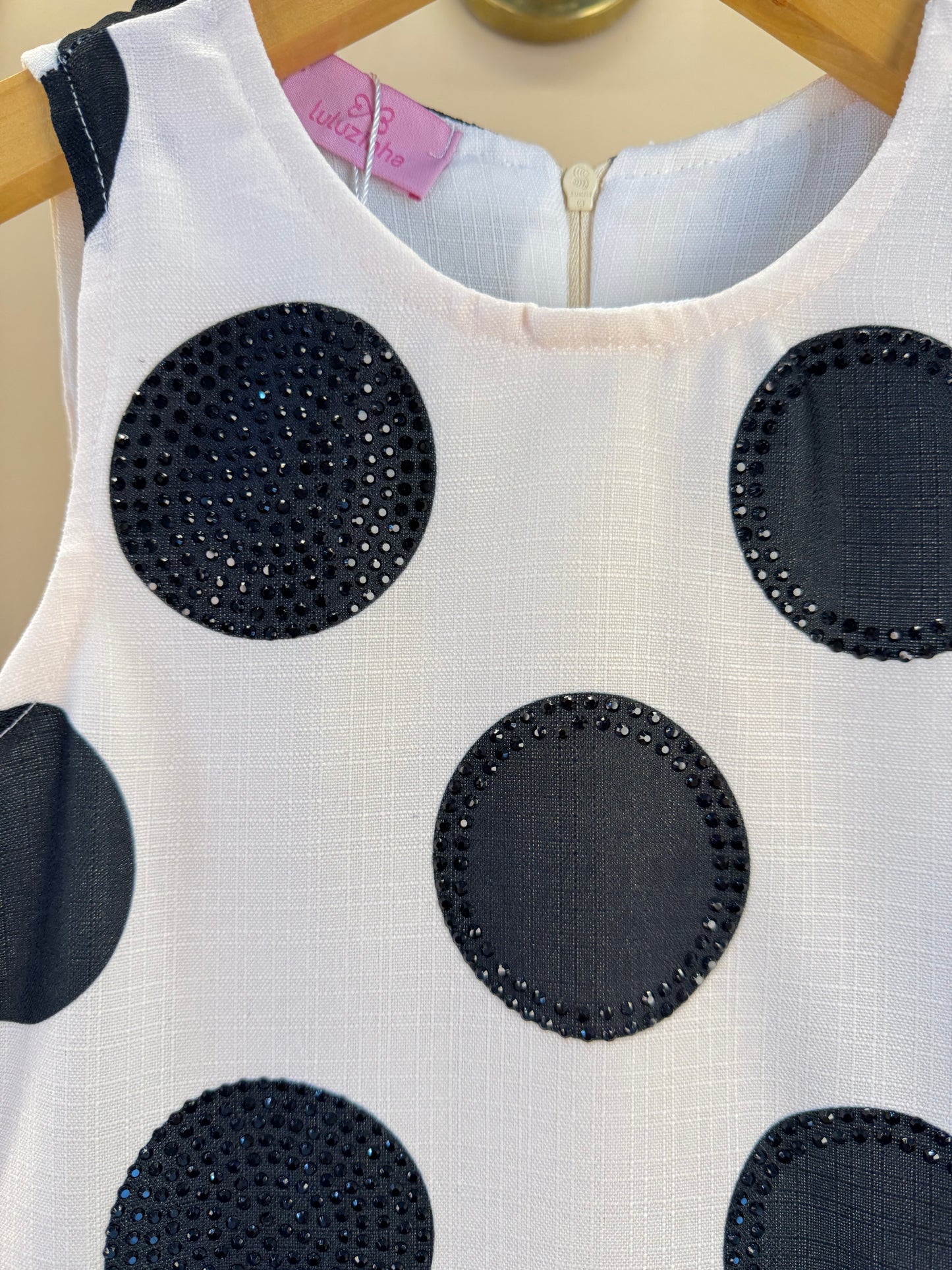 Vestido Infantil Trapézio Babado Bolinha Branco - Luluzinha