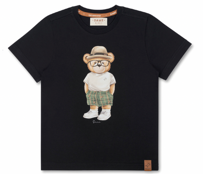 Camiseta Infantil Teddy Chapéu Panamá Preta - Dame