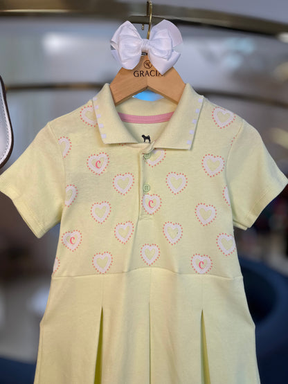 Vestido Infantil Polo com Pregas Verde - Charpey