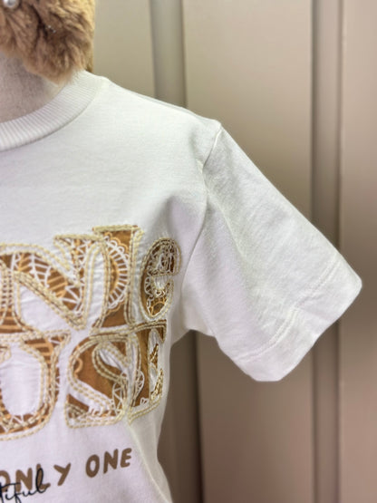 Conjunto Infantil Blusa Minnie Paisley Dourada e Calça Sarja Animal Print - Animê