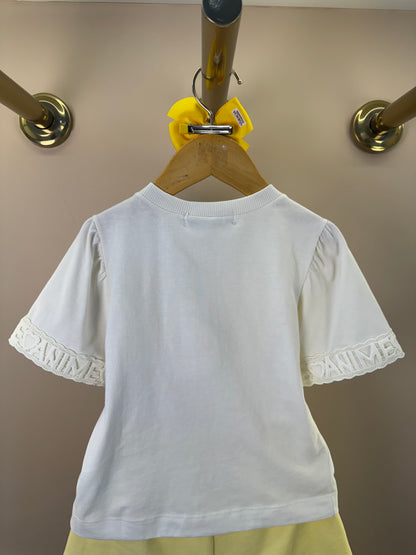 Conjunto Infantil Blusa Com Pingente e Shorts Saia Amarelo - Animê