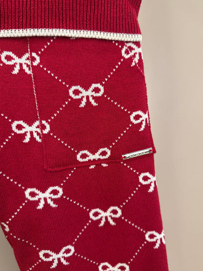 Calça Infantil Jogging Tricot Lacinhos Bala de Cereja - Pituchinhus