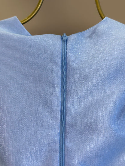 Vestido Infantil Festa Busto Bordado Lacinho Azul Claro - Petit Cherie