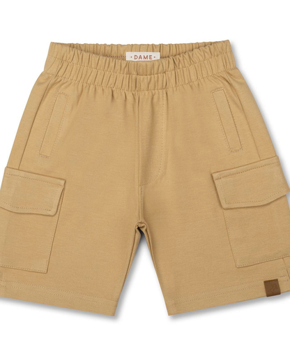 Conjunto Infantil Camiseta Algodão NFL Teddy Torcedores e Bermuda Ponto Roma Bolsos Cargo Bege - Dame