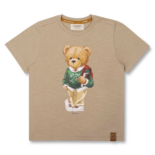 Conjunto Infantil Camiseta Teddy Estudante Gelo e Moletom Algodão Recortes Eucalipto - Dame PRÉ-VENDA