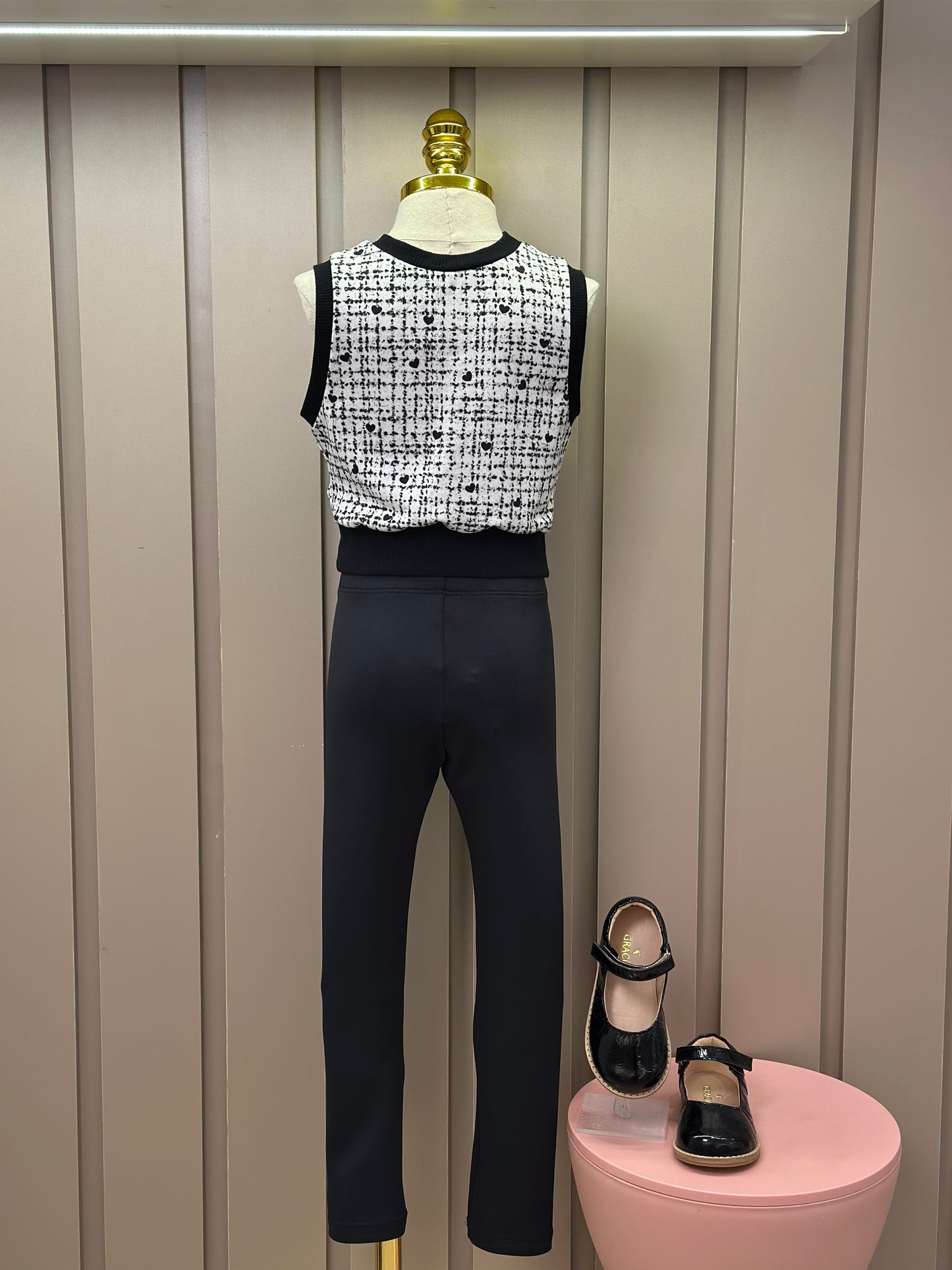Conjunto Infantil Trio Blusa Comfy, Colete Tweed Molecotton e Legging Fly Tech Preta  - Infanti