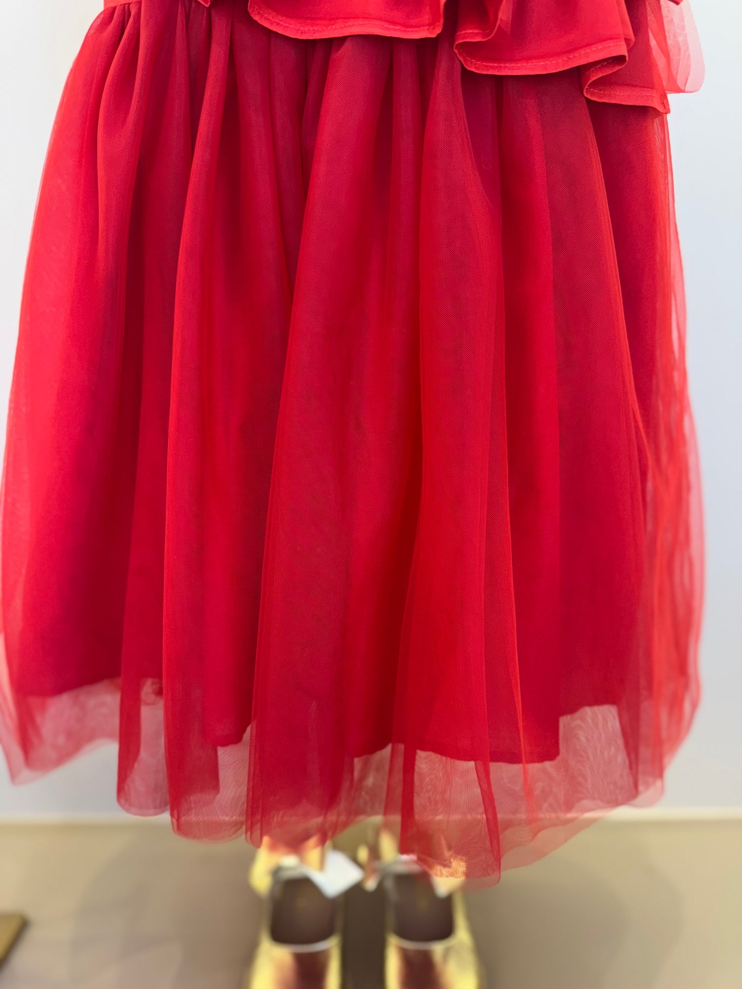 Vestido Infantil Festa Babados, Laço & Tule Vermelho - Pituchinhus