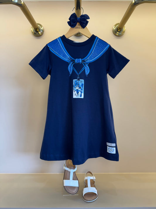 Vestido Infantil Lenço Minnie Ski Marinho - Animê