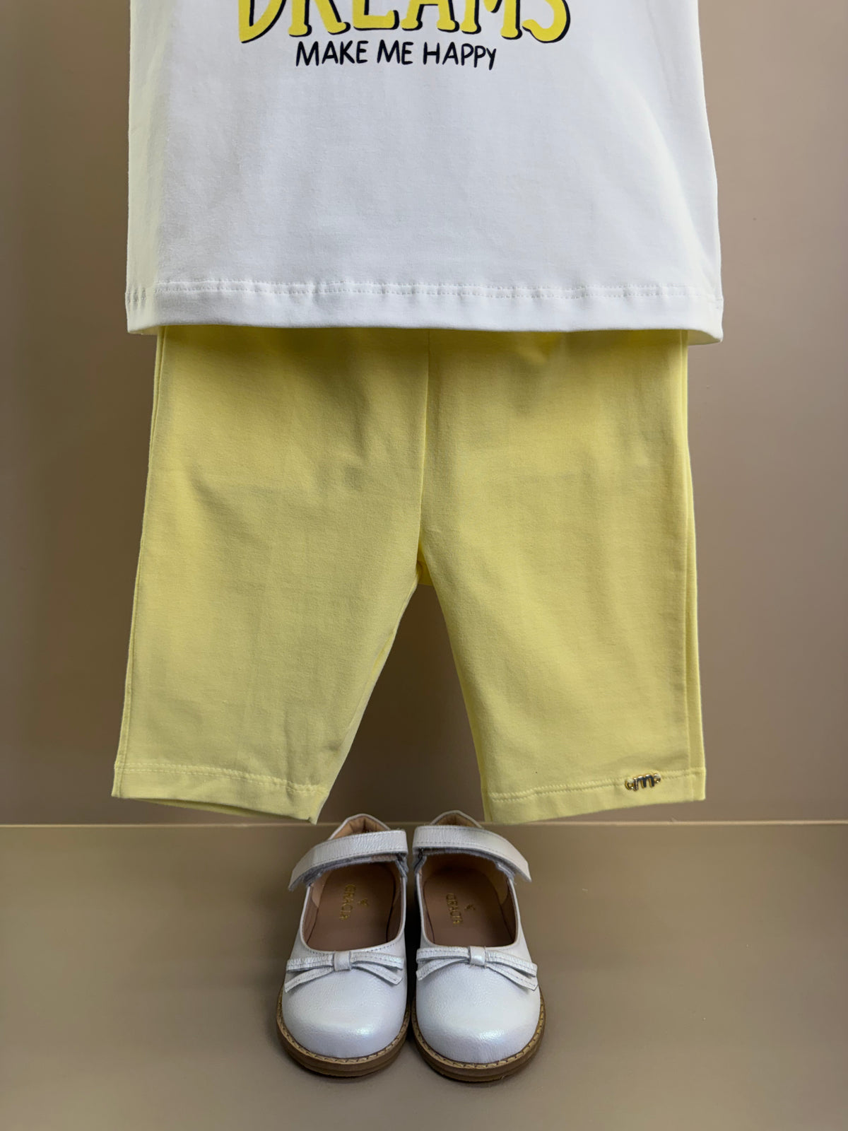 Conjunto Infantil Blusa Summer e Shorts Legging Amarelo - Momi