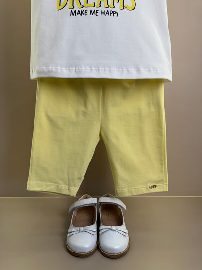 Conjunto Infantil Blusa Summer e Shorts Legging Amarelo - Momi