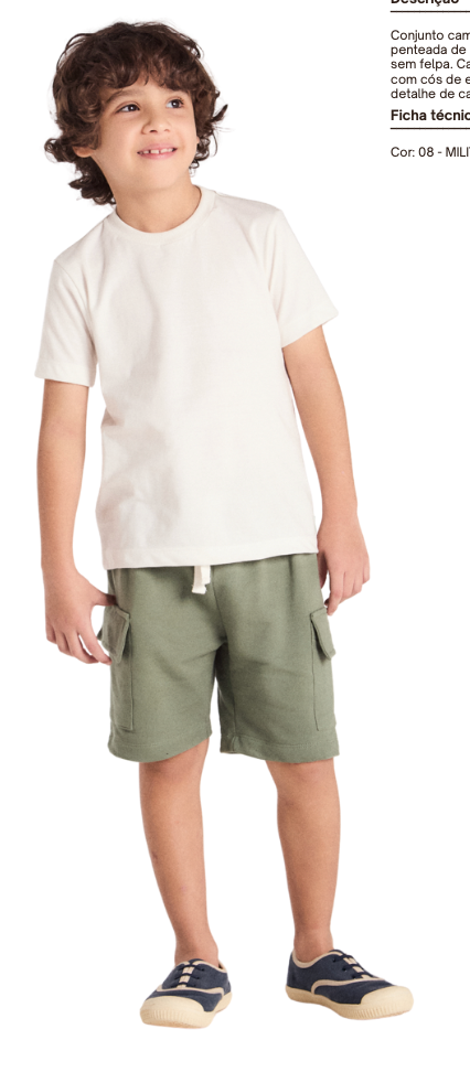 Conjunto Infantil Camiseta Silk nas Costas e Bermuda Cargo Militar Verde - Beabá