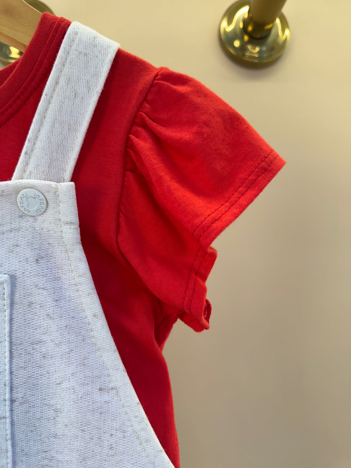Salopete Infantil Estampada Ursa e Blusa Vermelha - Infanti