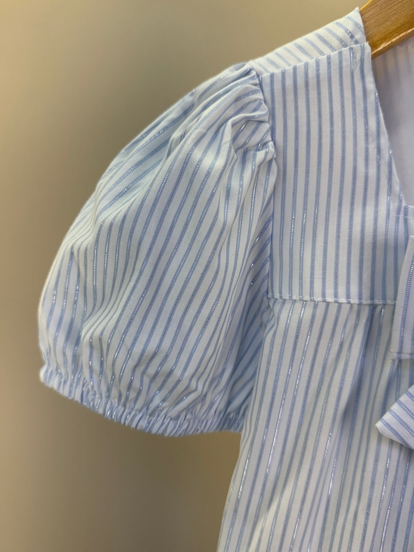 Conjunto Infantil Saia Like Leather Com Lacinhos E Blusa Listrada Azul - Gabriela Aquarela