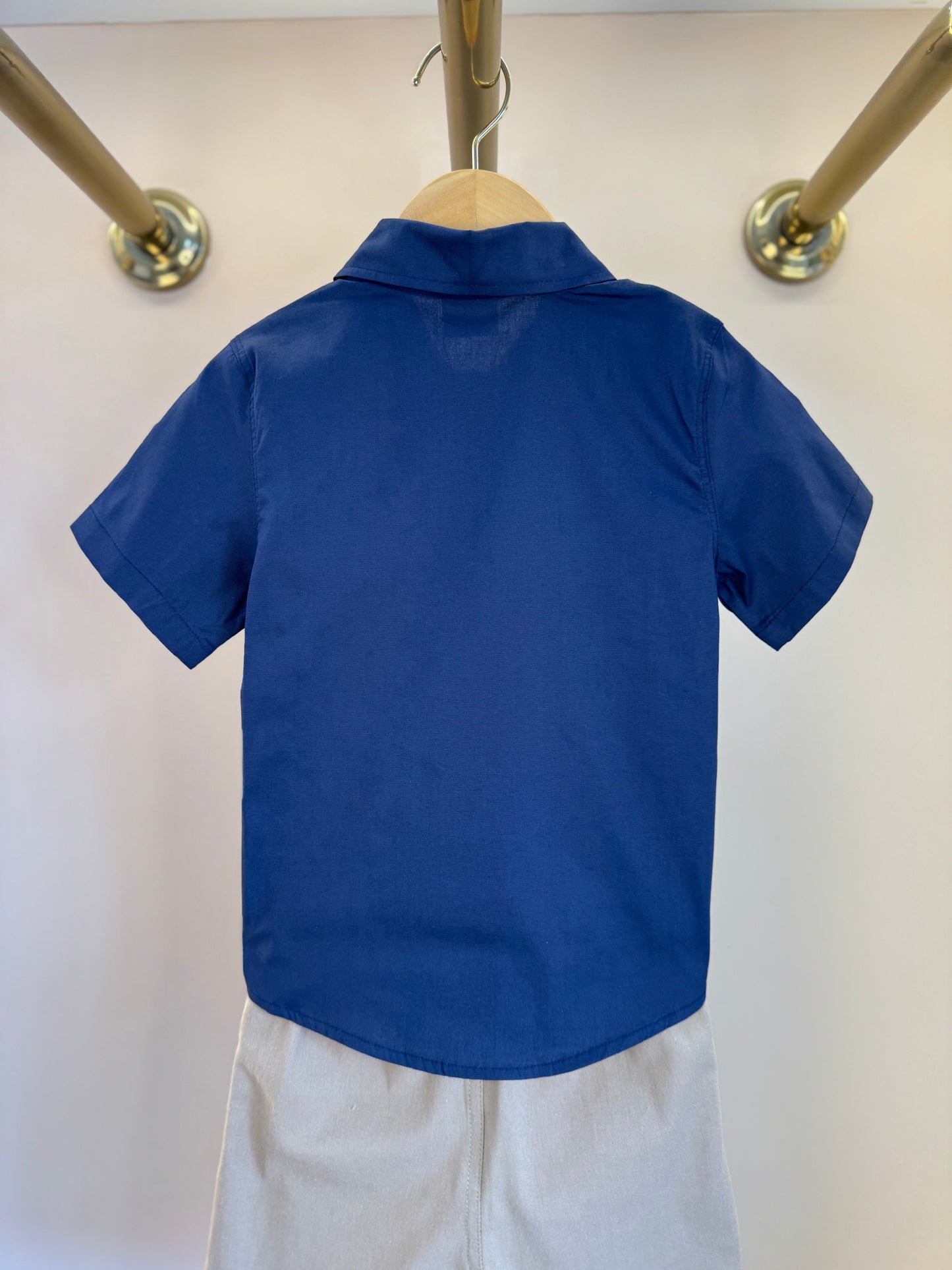Conjunto Infantil Camisa Tricoline Mônaco e Bermuda Sarja Marinho - Little Johnny