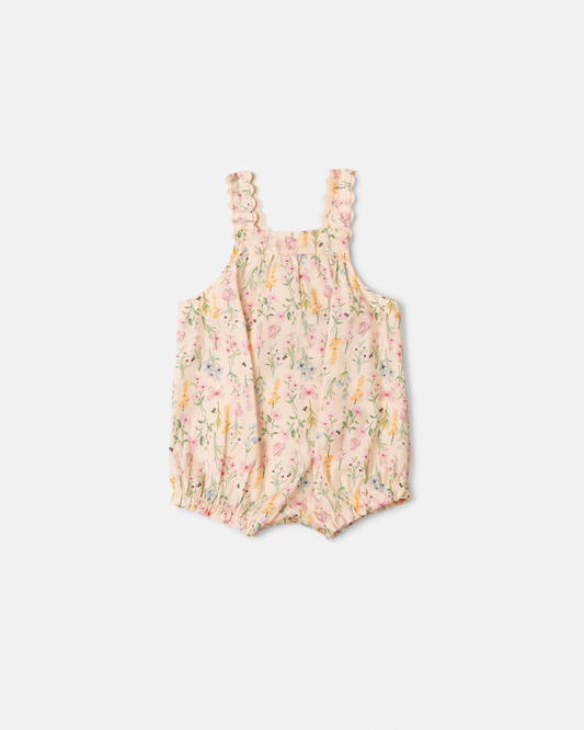 Jardineira Bebê Estampa Floral - Animê PRÉ-VENDA