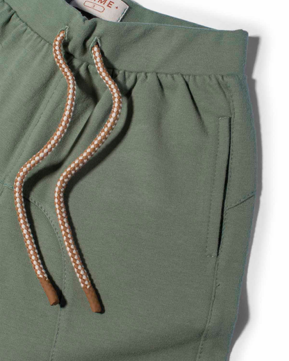 Conjunto Infantil Camiseta Algodão Teddy Chapéu Panama e Bermuda Moletom Algodão Recortes Eucalipto - Dame