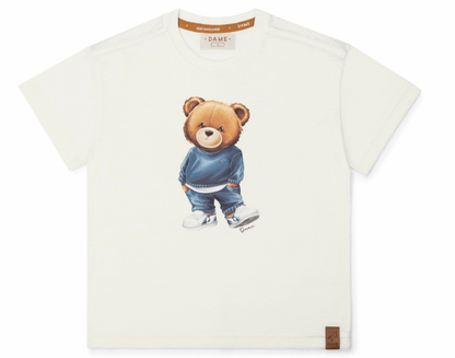 Camiseta Infantil Tedy Hoodie Off White - Dame