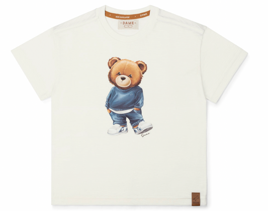 Camiseta Infantil Tedy Hoodie Off White - Dame PRÉ-VENDA