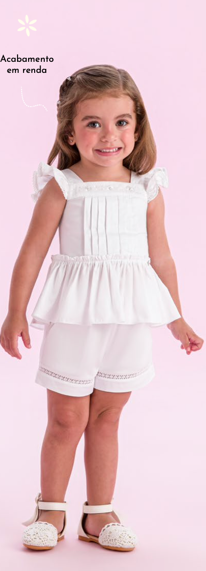 Conjunto Infantil Bordados e Pérolas - Petit Cherie