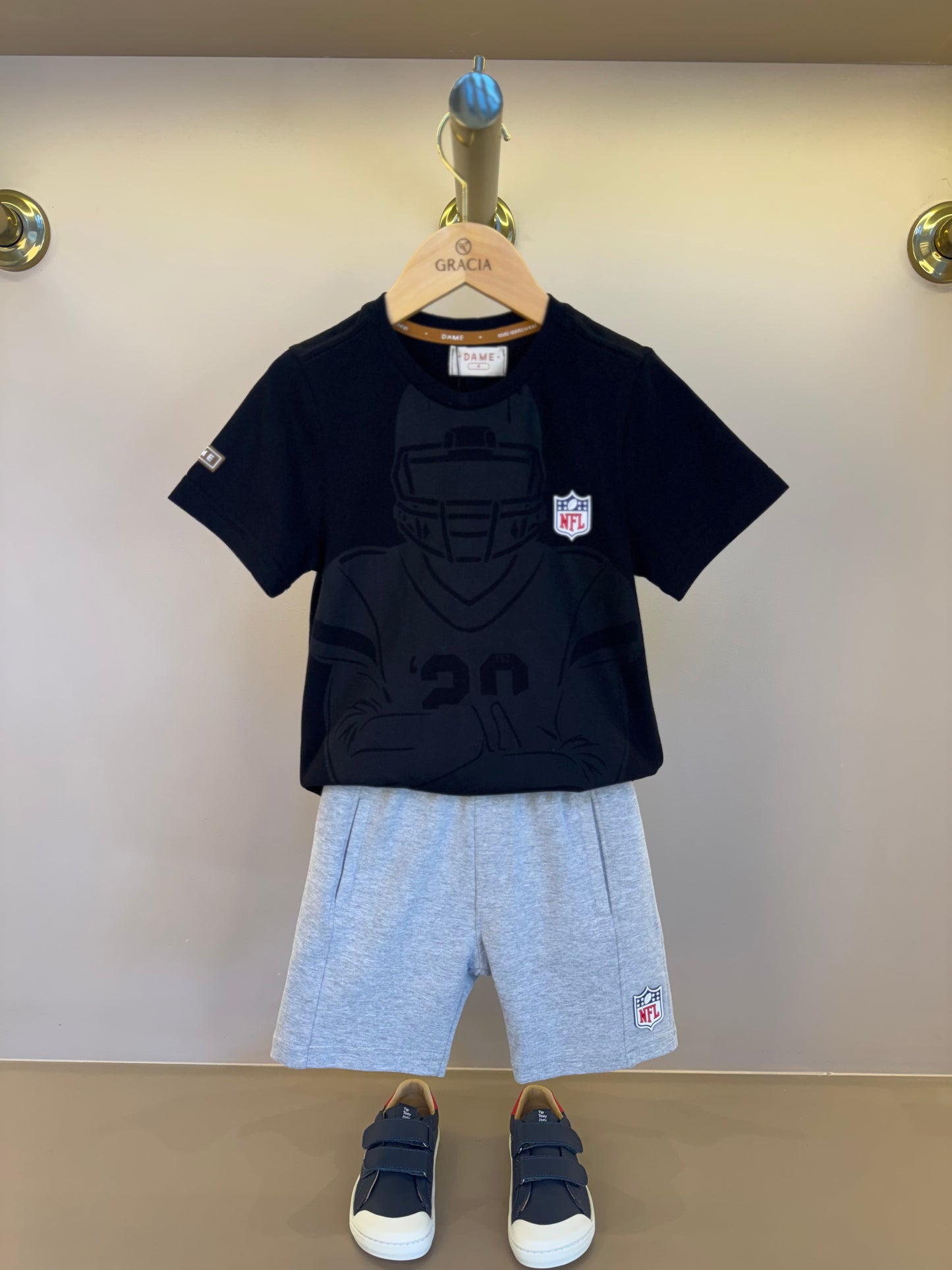 Conjunto Infantil Camiseta Algodão Jogador NFL e Bermuda Packers NFL Cinza - Dame