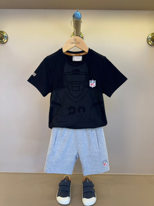 Conjunto Infantil Camiseta Algodão Jogador NFL e Bermuda Packers NFL Cinza - Dame