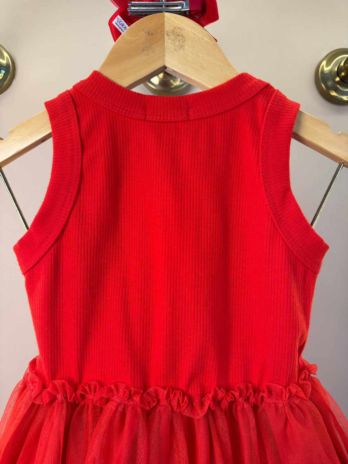 Vestido Infantil Liz Vermelho Com Cereja e Saia Em Tule - Infanti