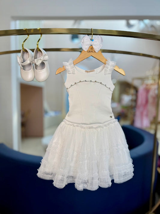 Conjunto Infantil Festinha Blusa e Saia-shorts Tule - Petit Cherie