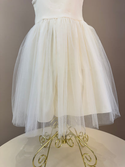 Vestido Infantil Festa com Capa Tule Bordado Creme - Petit Cherie