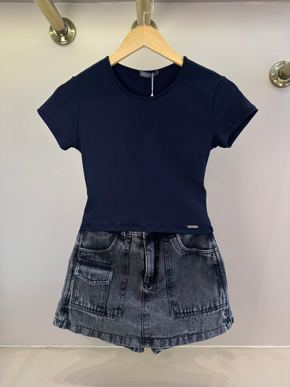 Shorts Saia Teen Jeans Cargo Estonada - Vanilla Cream