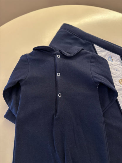 Saída de Maternidade Algodão Marinho Carrinhos Bordados - Roana