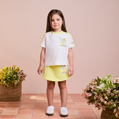 Conjunto Infantil Blusa Tinker Bell e Shorts-Saia Verde Melão - Animê