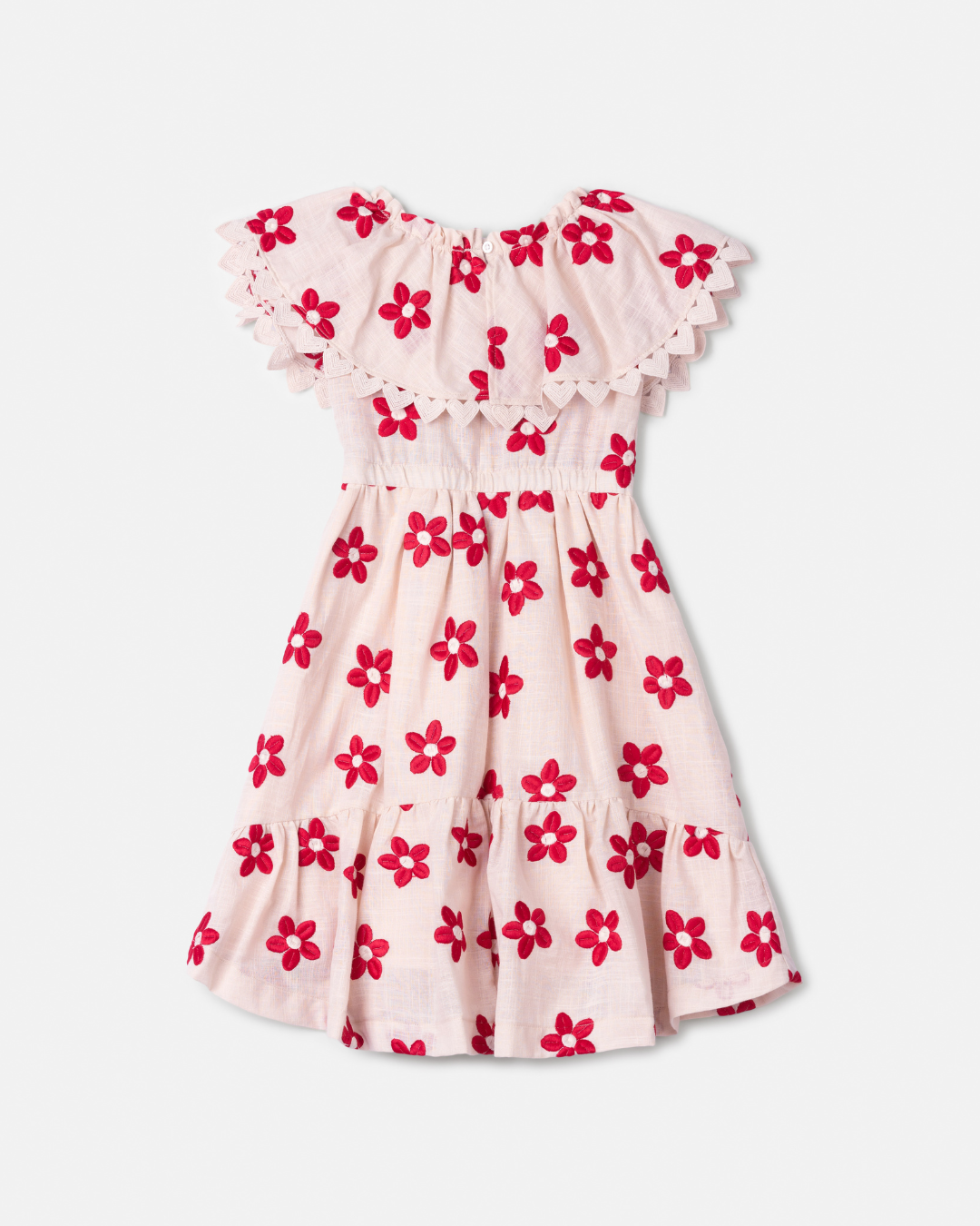 Vestido Infantil Flores Vermelhas Bordadas - Animê